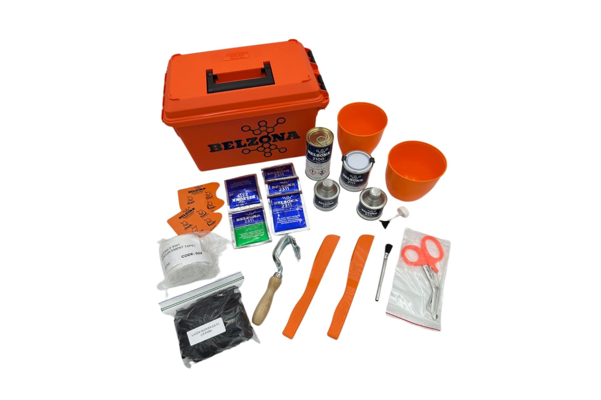 Belzona Adhesive Repair Kit contents and lockable toolbox