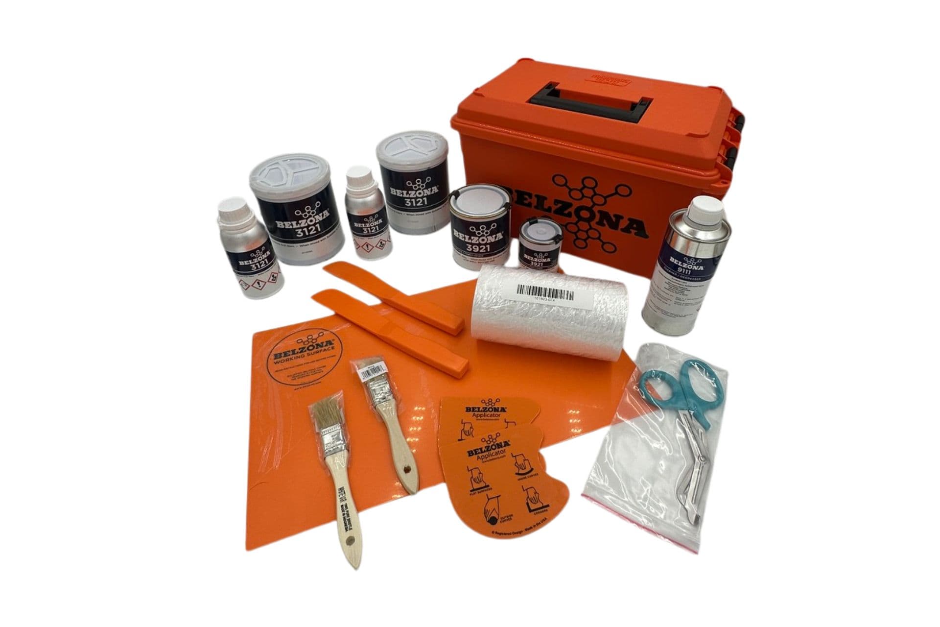 Belzona Emergency Duct Work Repair Kit contents and lockable toolbox