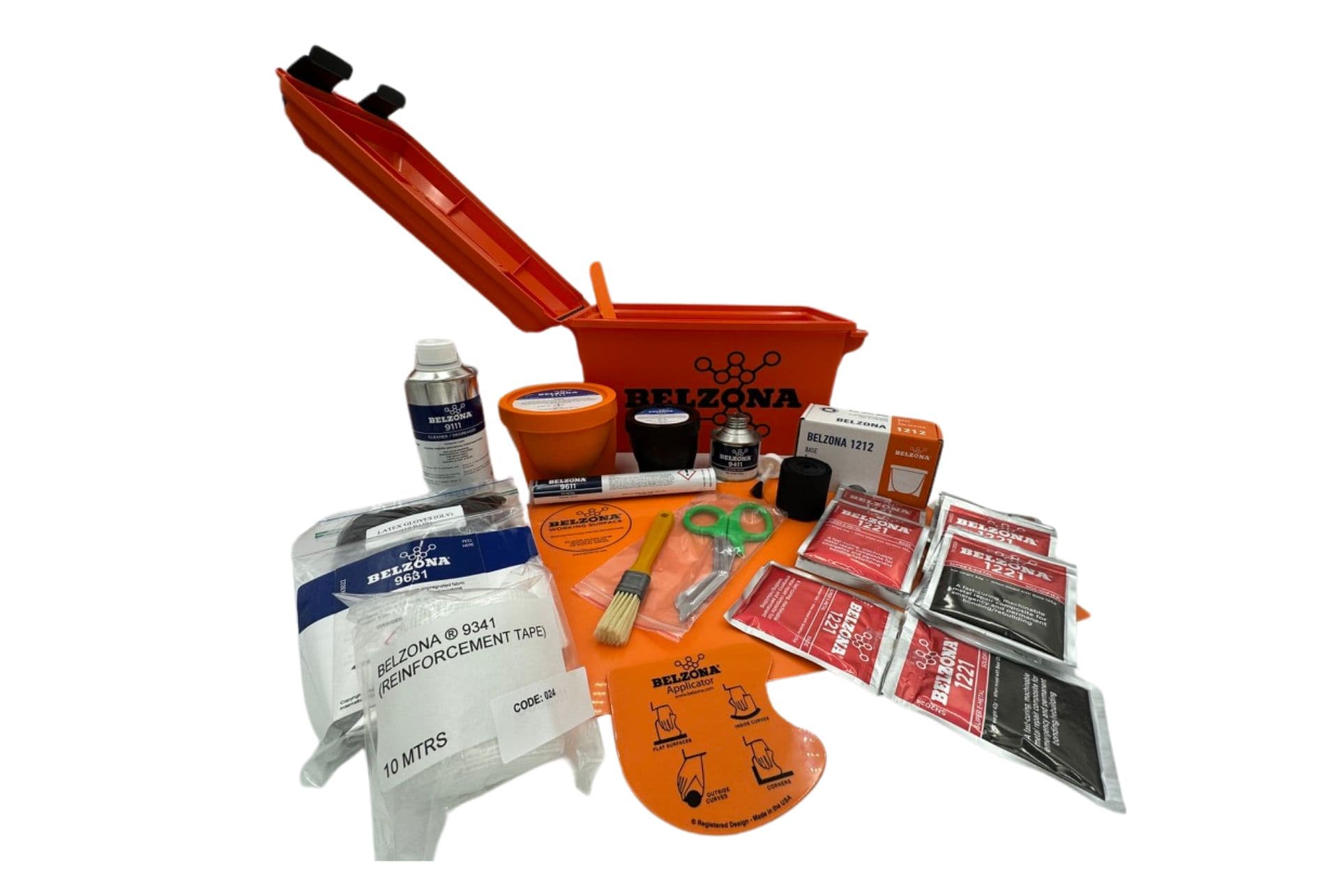 Belzona ERK-1L Emergency Repair Kit contents and lockable toolbox