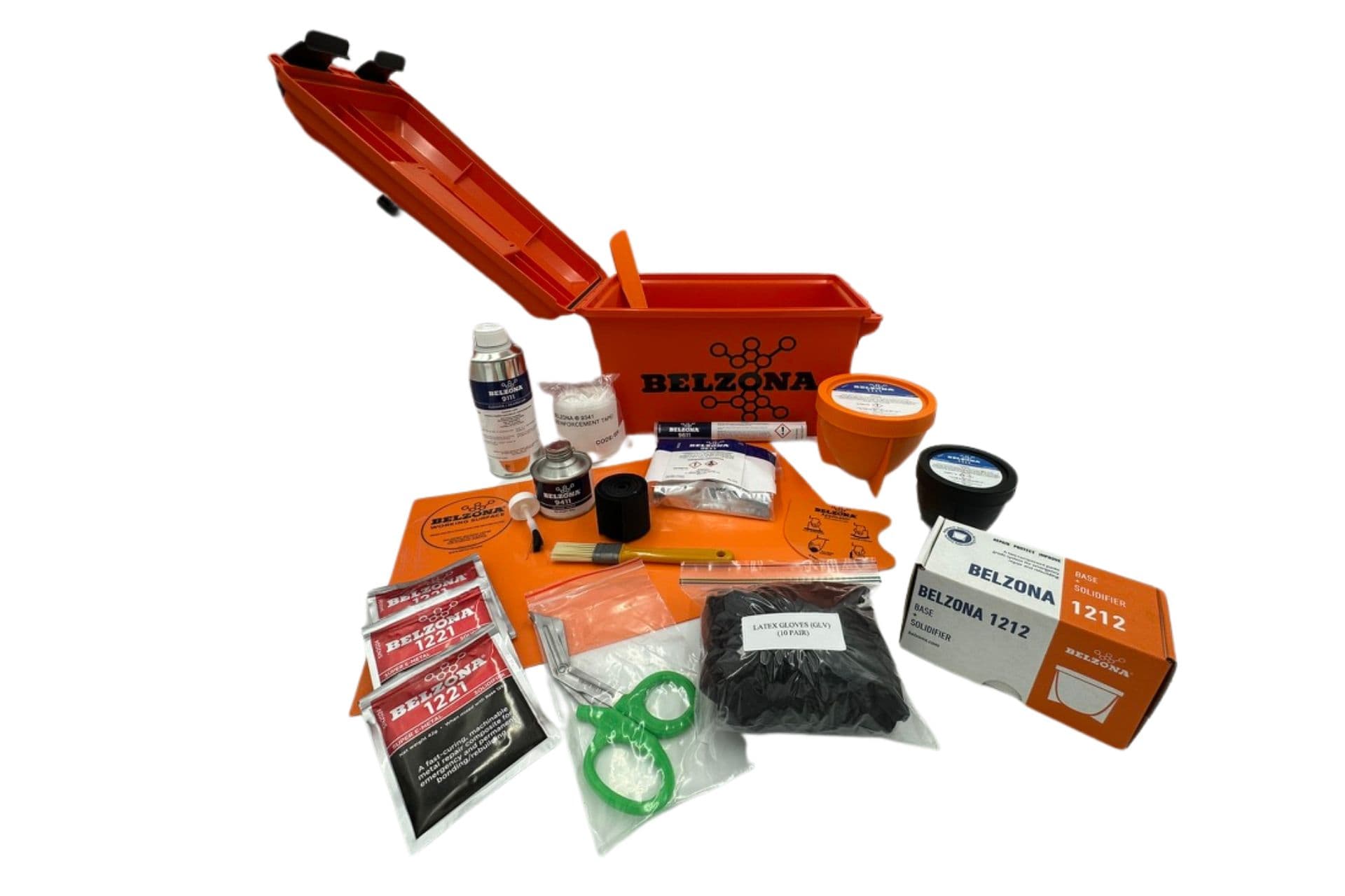 Belzona ERK-1M Emergency Repair Kit contents and lockable toolbox