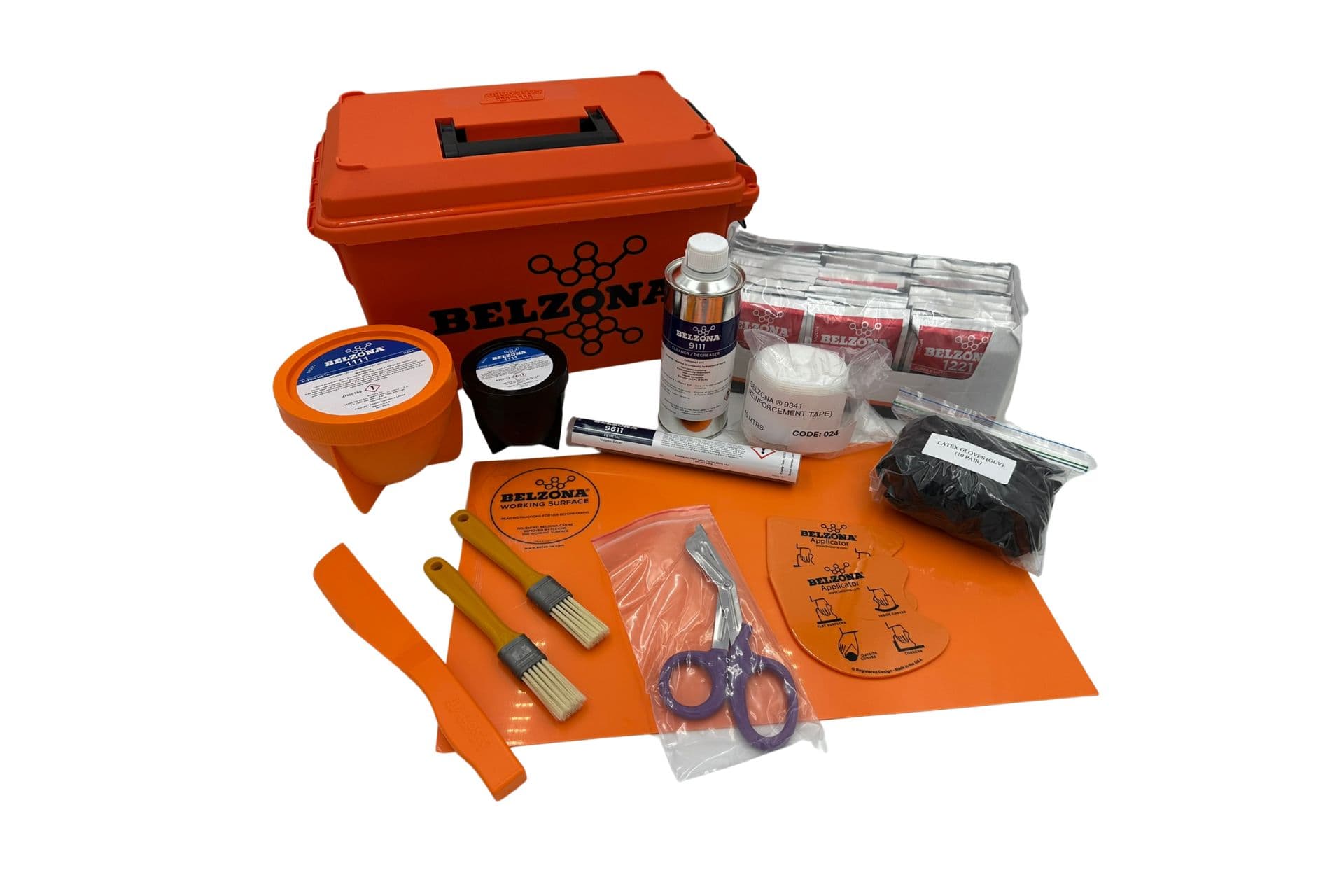 Belzona Super Fast Metal Repair Kit contents and lockable toolbox